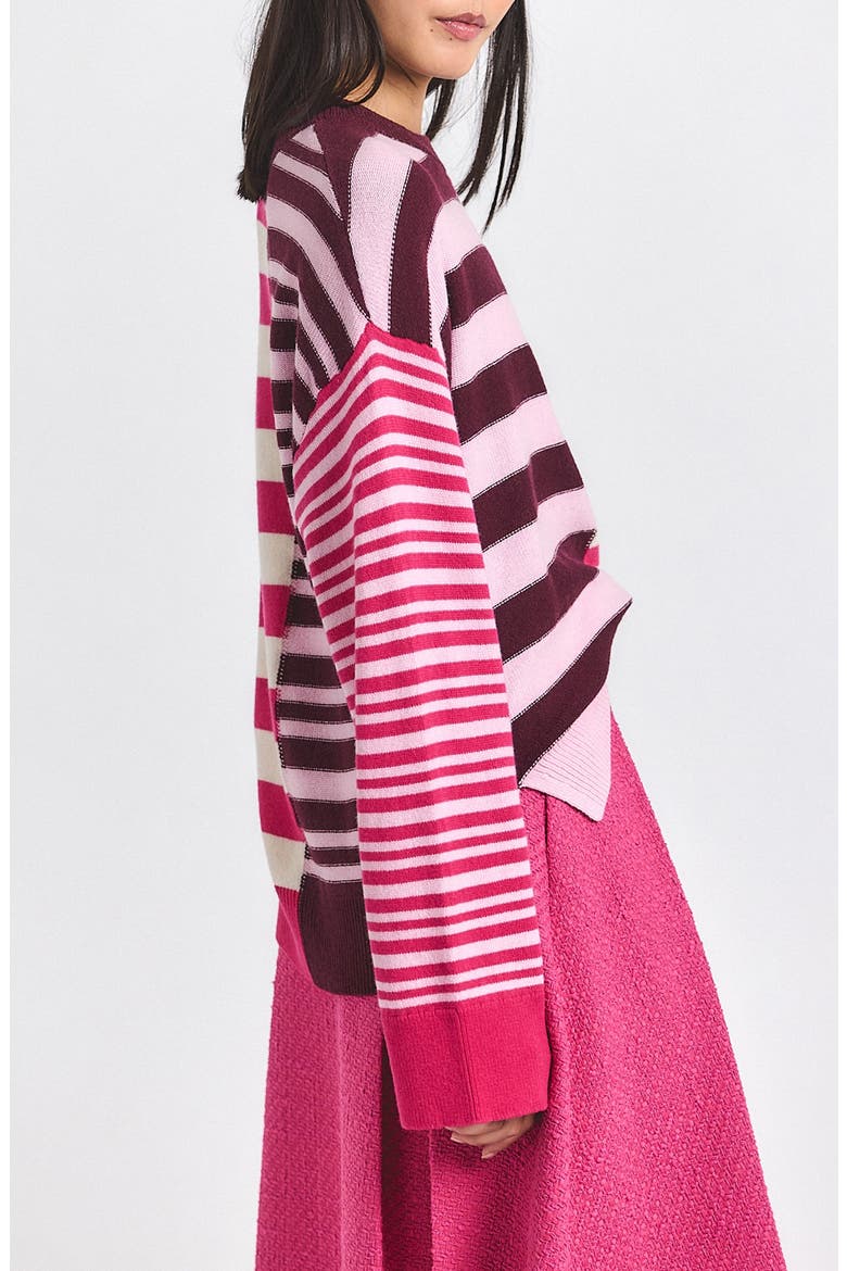 Avalon Mixed Stripe Wool Blend Crewneck Sweater, Alternate, color, PINK MULTI