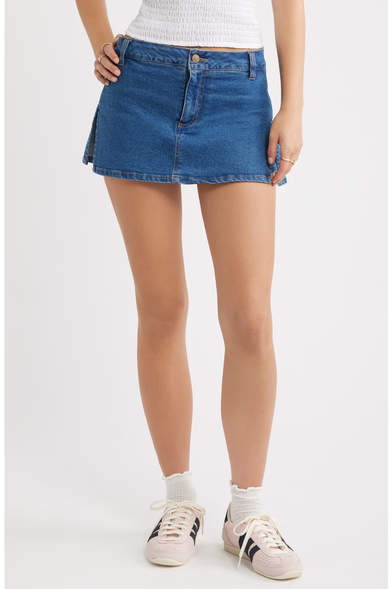 Side Slit Denim Skort, Main, color, MEDIUM WASH