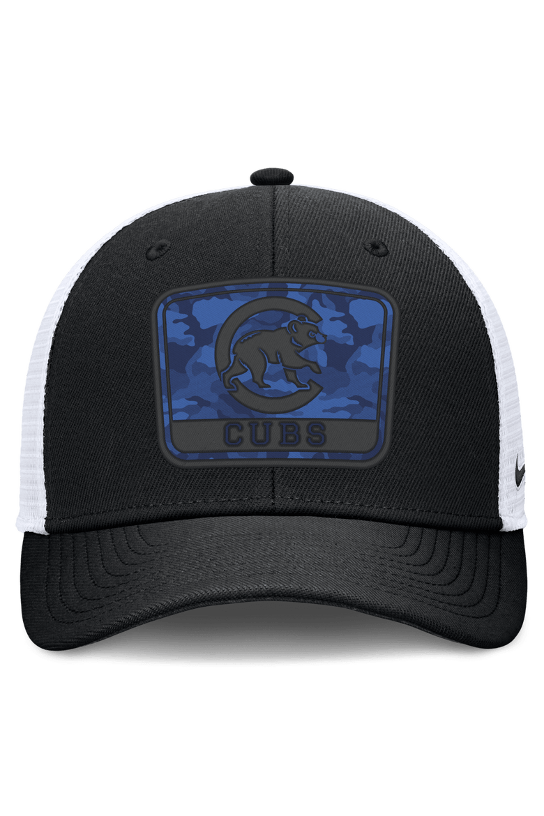 Men's Nike Black/White Chicago Cubs Camo Rise Trucker Dri-FIT Adjustable Hat, Alternate, color, Black