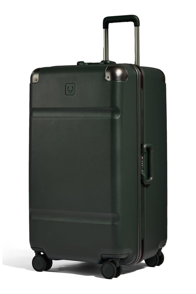 Heritage Stripe Trunk Suitcase, Alternate, color, Dark Forest Green