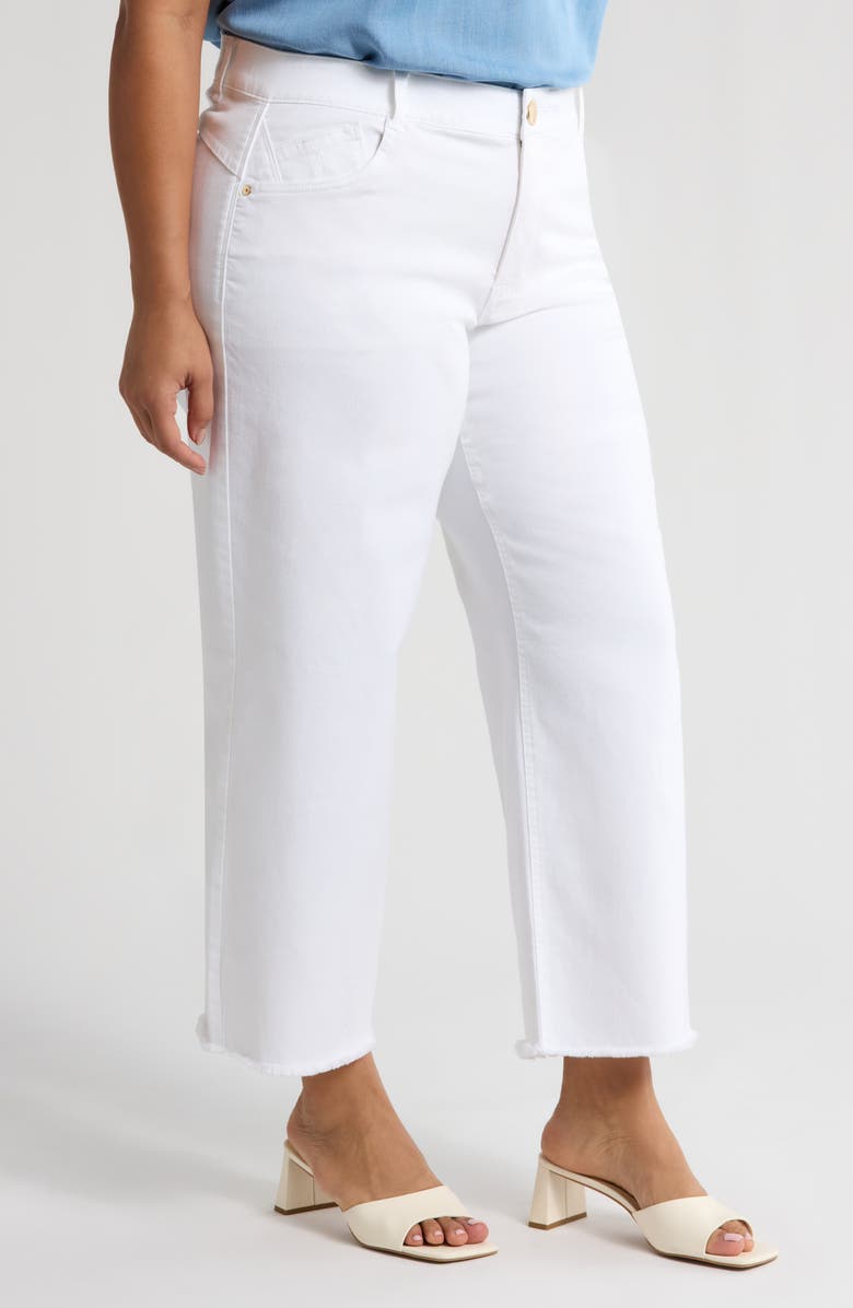 Wit & Wisdom Wyatt Skyrise Frayed High Waist Ankle Wide Leg Jeans, Alternate, color, Optic White
