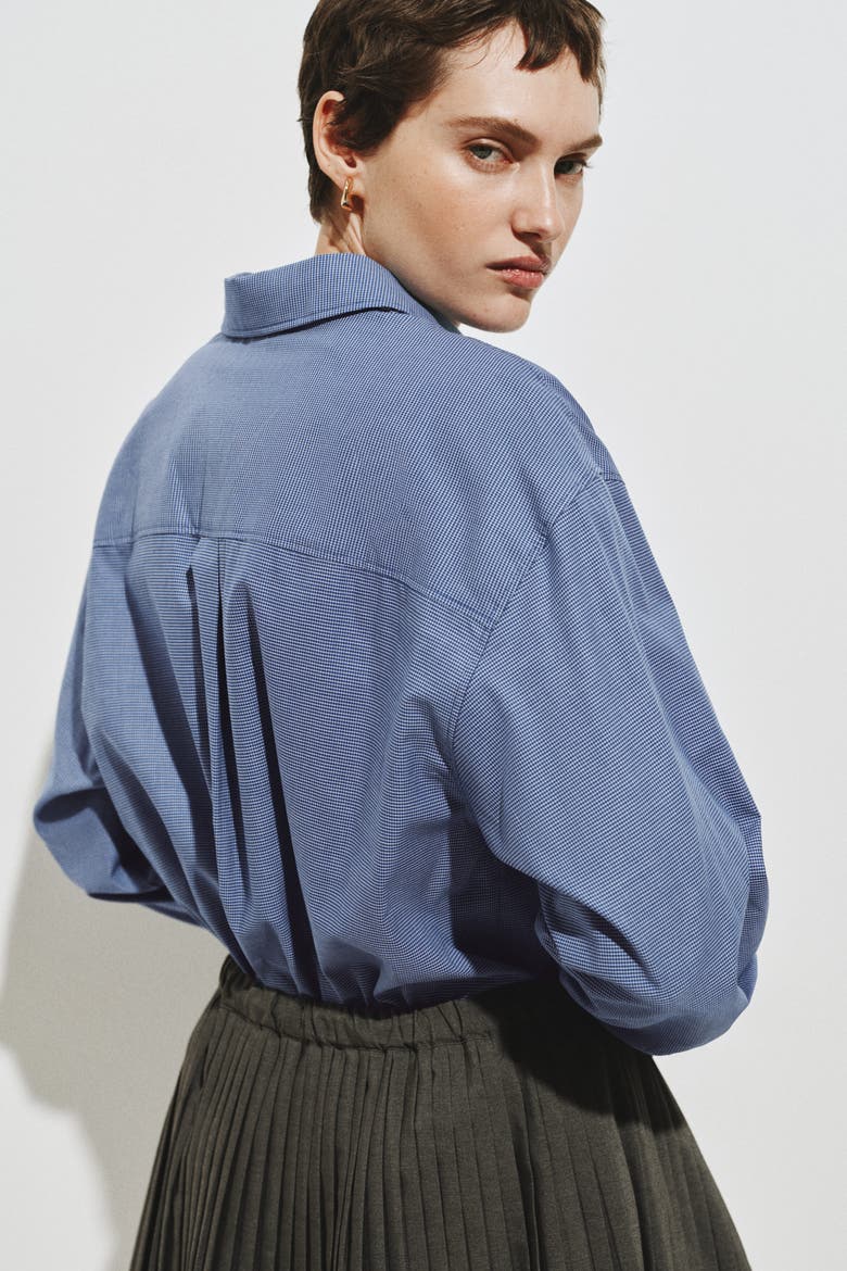 Oversized Cotton Poplin Shirt, Alternate, color, Blue/checked