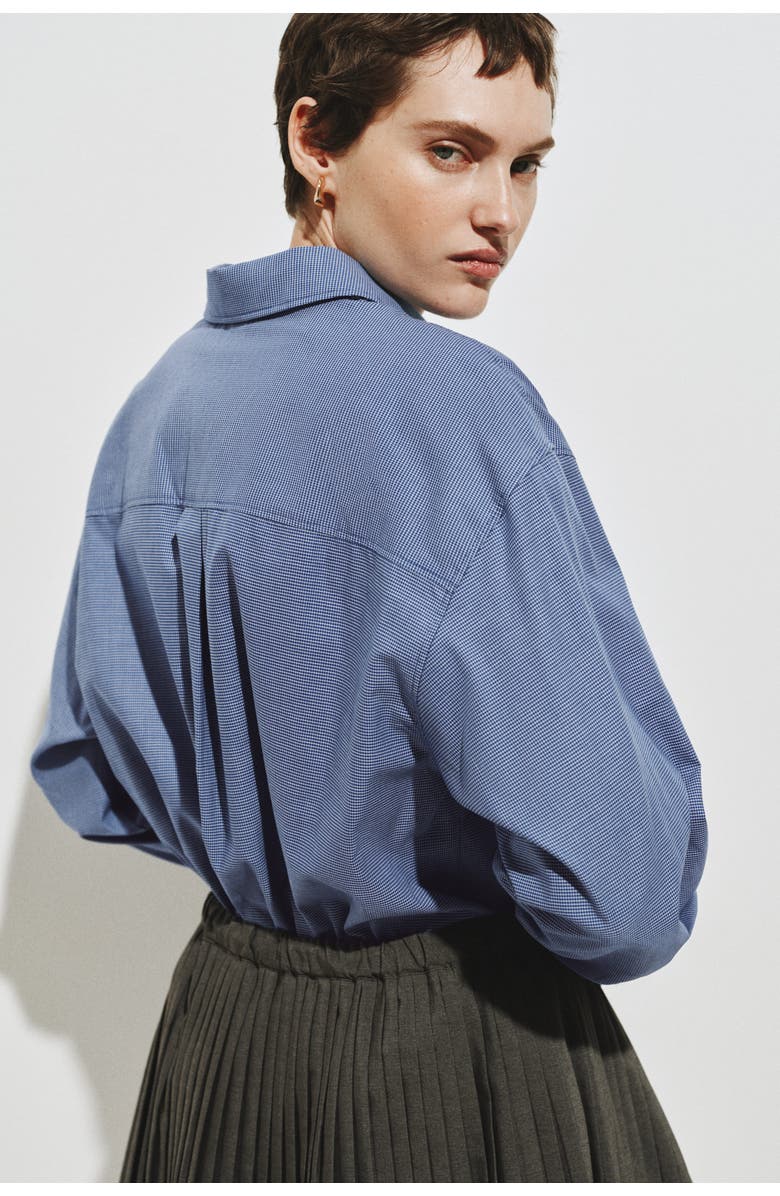 H&M Oversized Cotton Poplin Shirt, Alternate, color, Blue/Checked