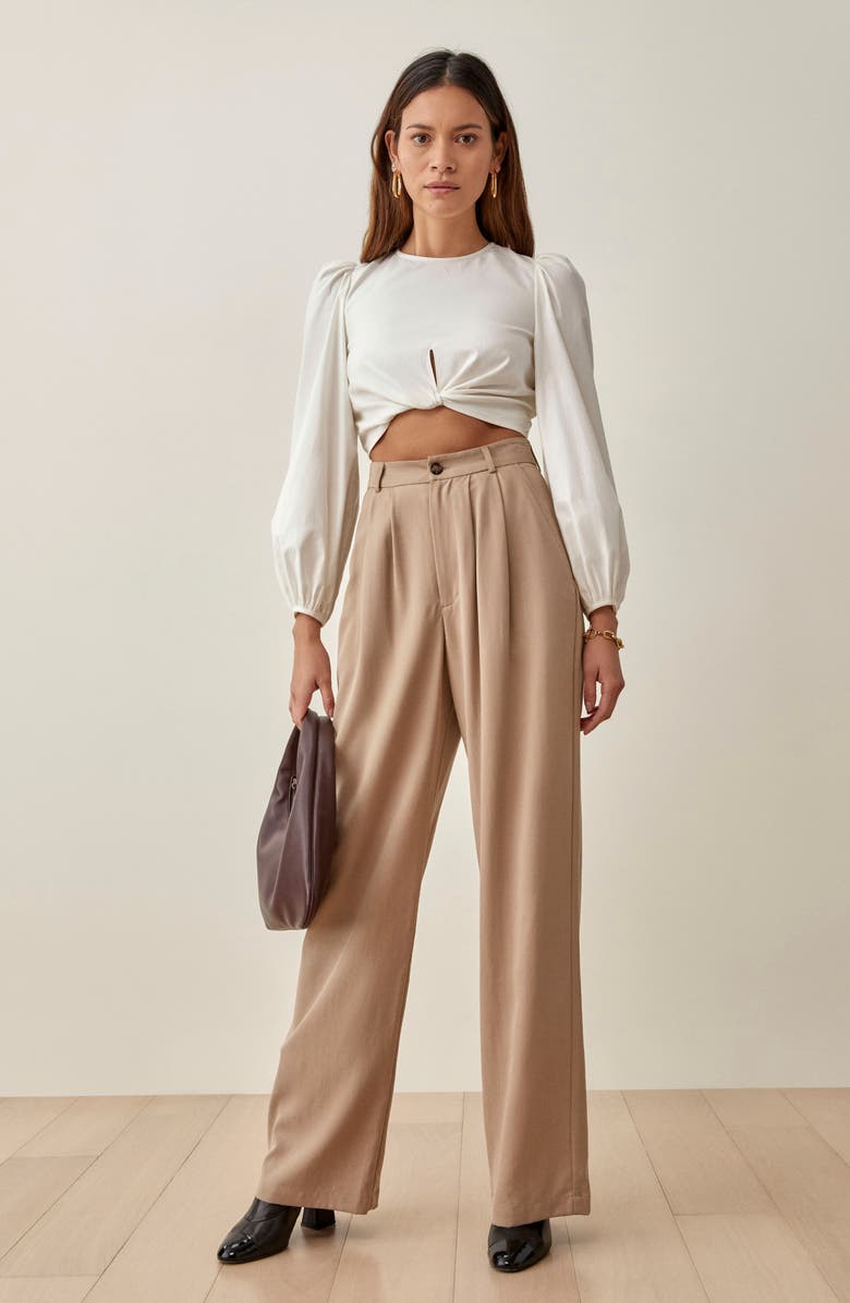 Reformation Derek Long Sleeve Crop Top, Alternate, color,