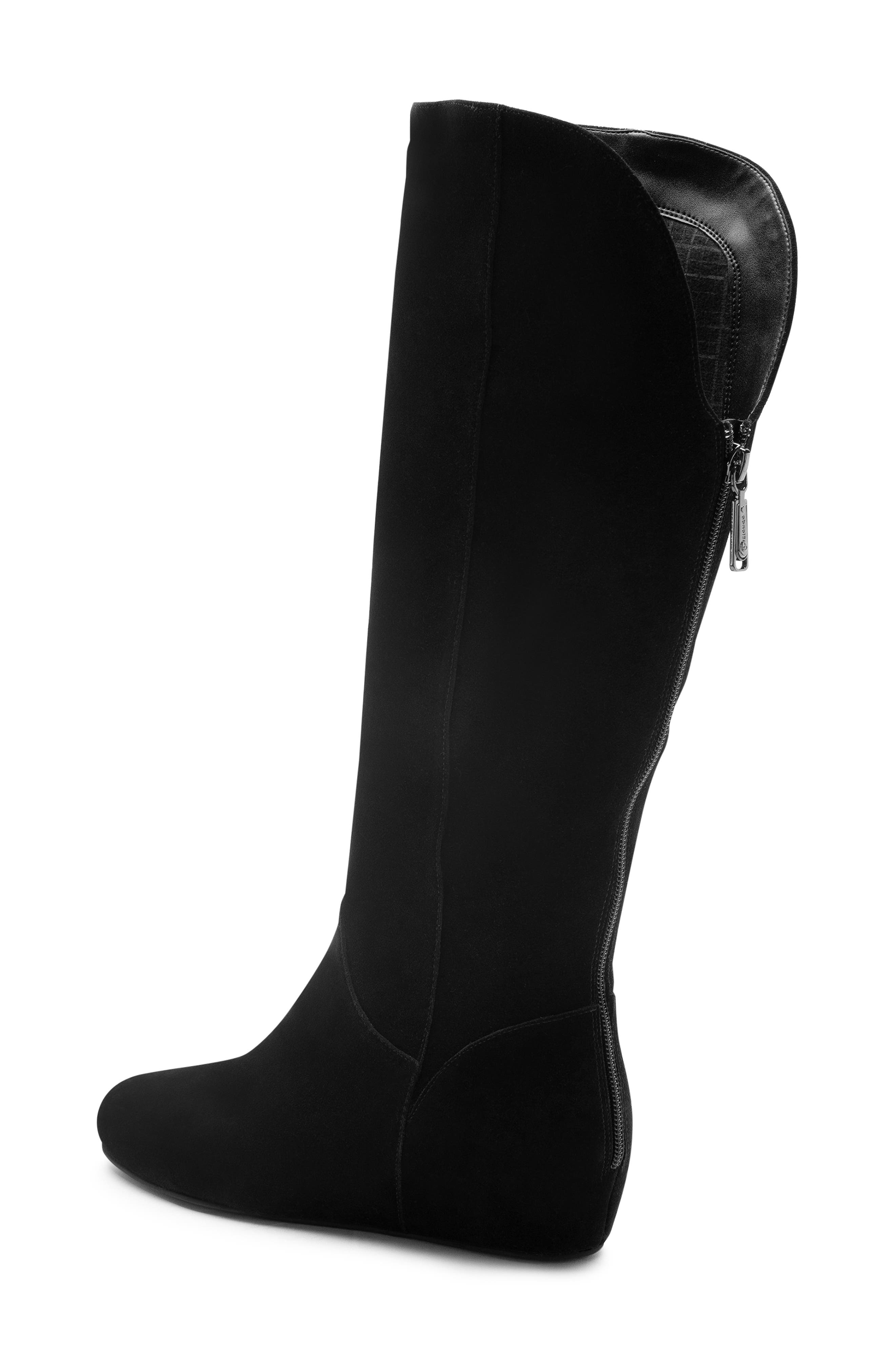Mercy Waterproof Wedge Knee High Boot, Alternate, color, BLACK SUEDE