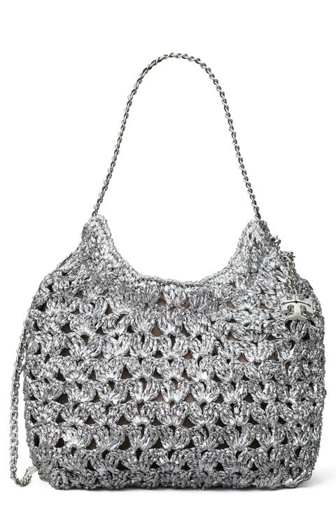 Fleming Metallic Woven Mini Hobo Bag