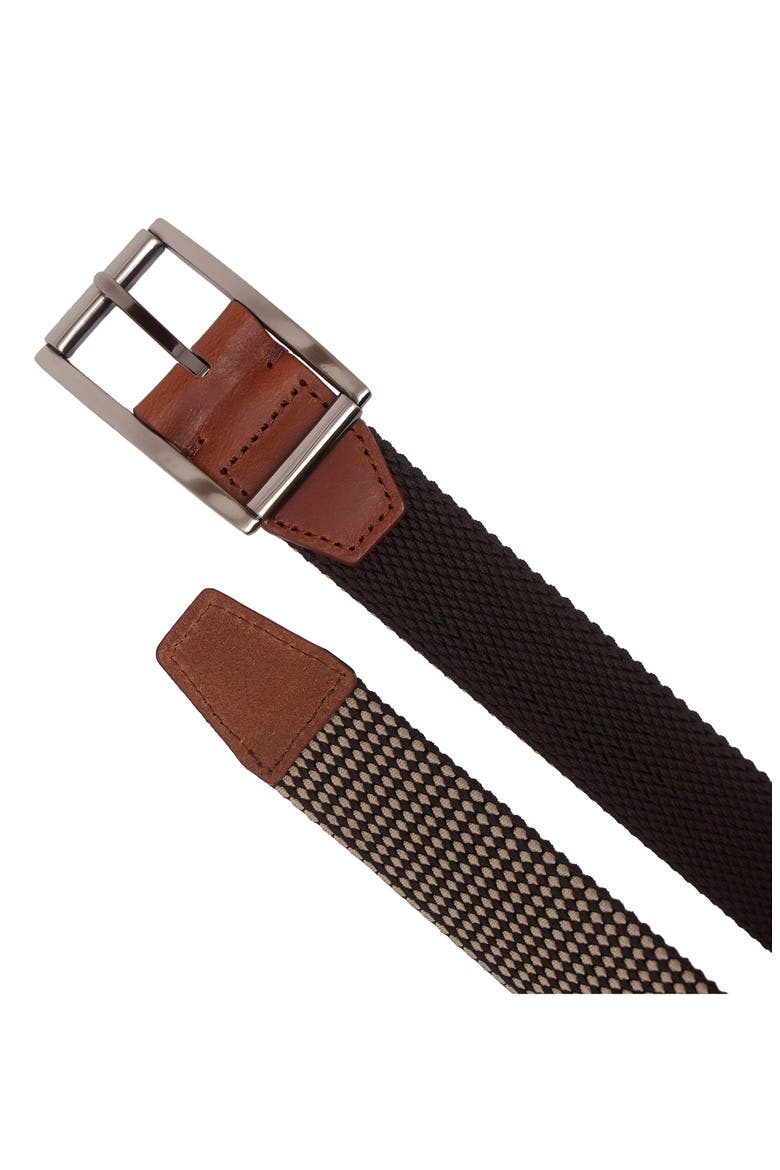 Reversible Elastic Braid Feather Edge Belt, Alternate, color, BROWN TO TAN