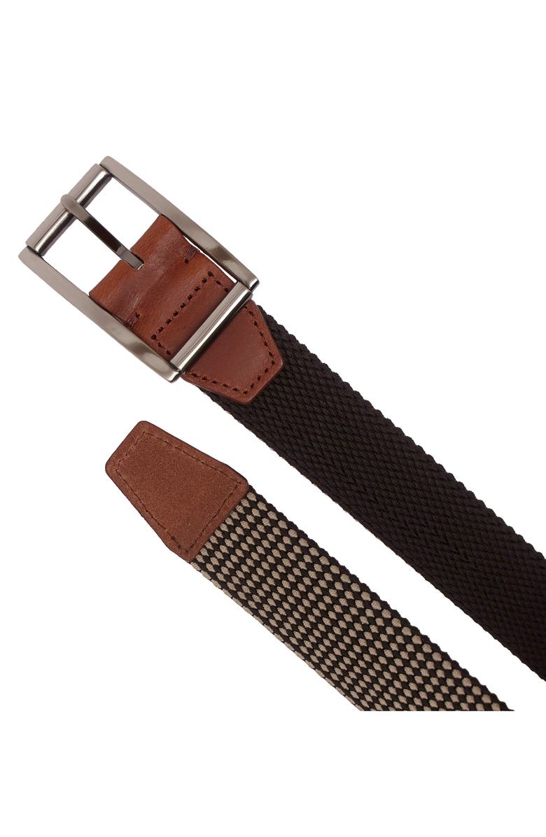 BOCONI Reversible Elastic Braid Feather Edge Belt, Alternate, color, Brown To Tan