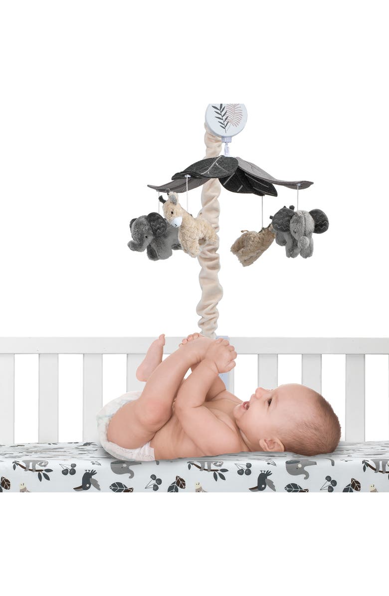 Lambs & Ivy Baby Jungle Animals Musical Crib Mobile Soother Toy, Alternate, color, Gray