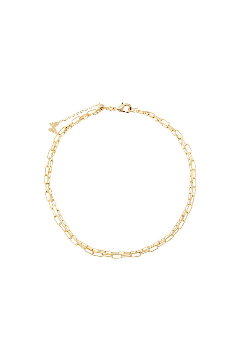 Double Baby Paperclip Anklet, Main, color, Gold