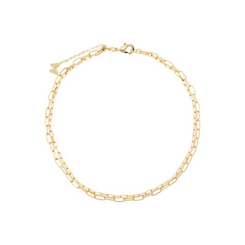 Double Baby Paperclip Anklet