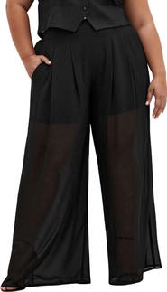 City Chic Corina Semisheer Wide Leg Pants
