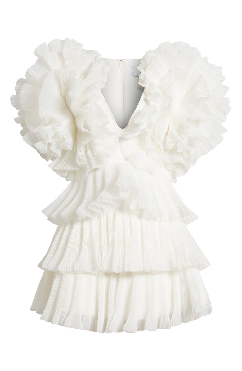 Acler Spenmoss Pleated Ruffle Minidress, Alternate, color, Ivory