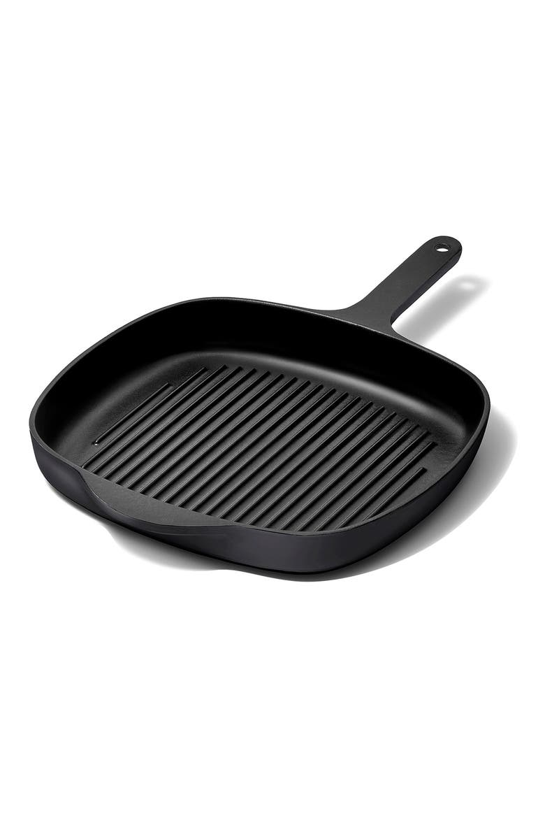10.5-Inch Enameled Cast Iron Grill Pan, Main, color, CHARCOAL