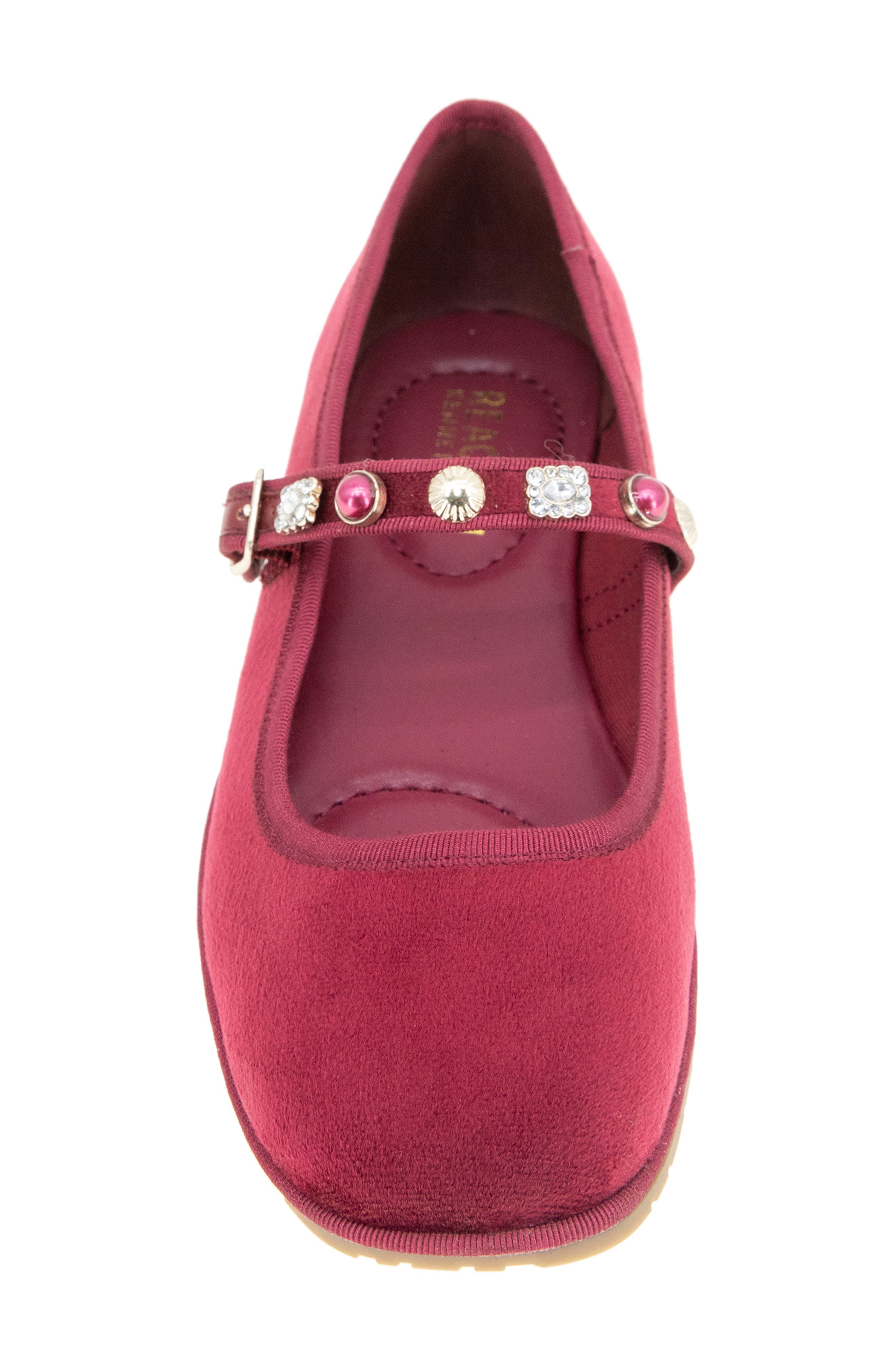 Reaction Kenneth Cole Elda Embellished Mary Jane Flat, Alternate, color, Dark Red Velvet