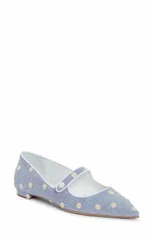 Manolo Blahnik Daisy Pointed Toe Mary Jane Flat