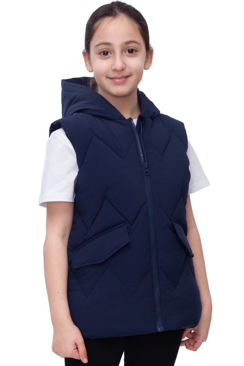 Kids' Hooded Puffer Vest, Main, color, Navy