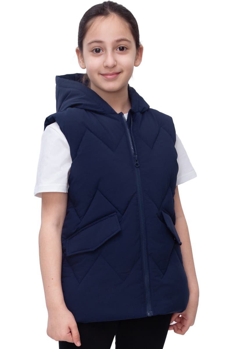Rokka&Rolla Kids' Hooded Puffer Vest, Main, color, Navy