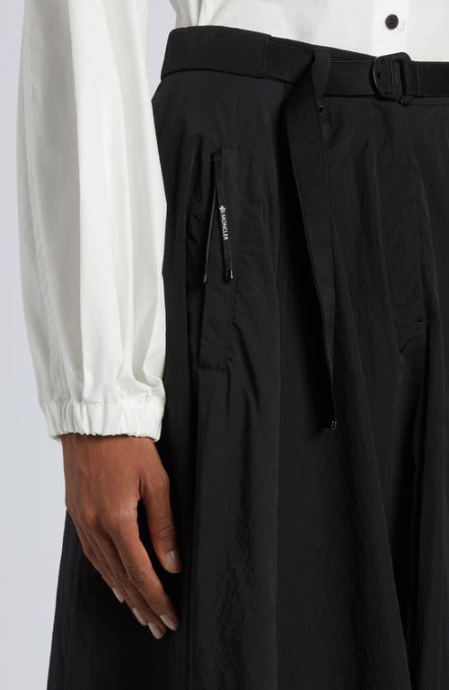 Moncler Logo-patch Belted-waist Skirt In Black