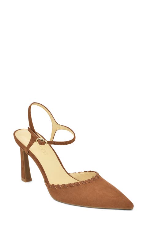 Dezo Faux Suede Pointed Toe Slingback Pump