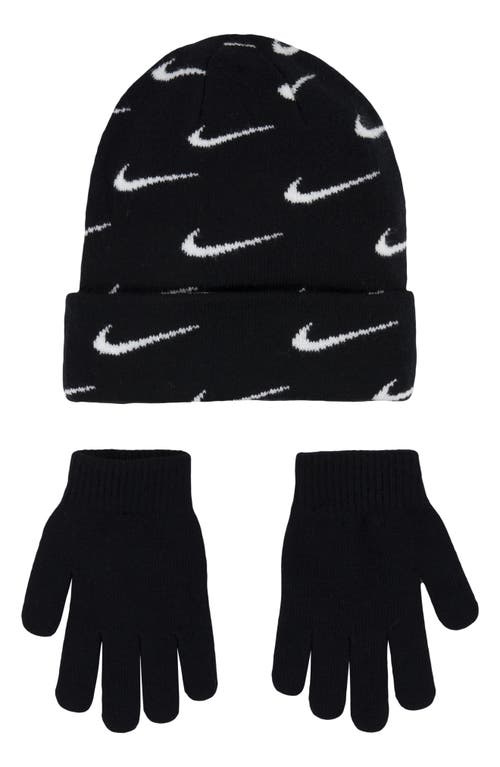 Nike Swoosh Repeat Beanie In Black