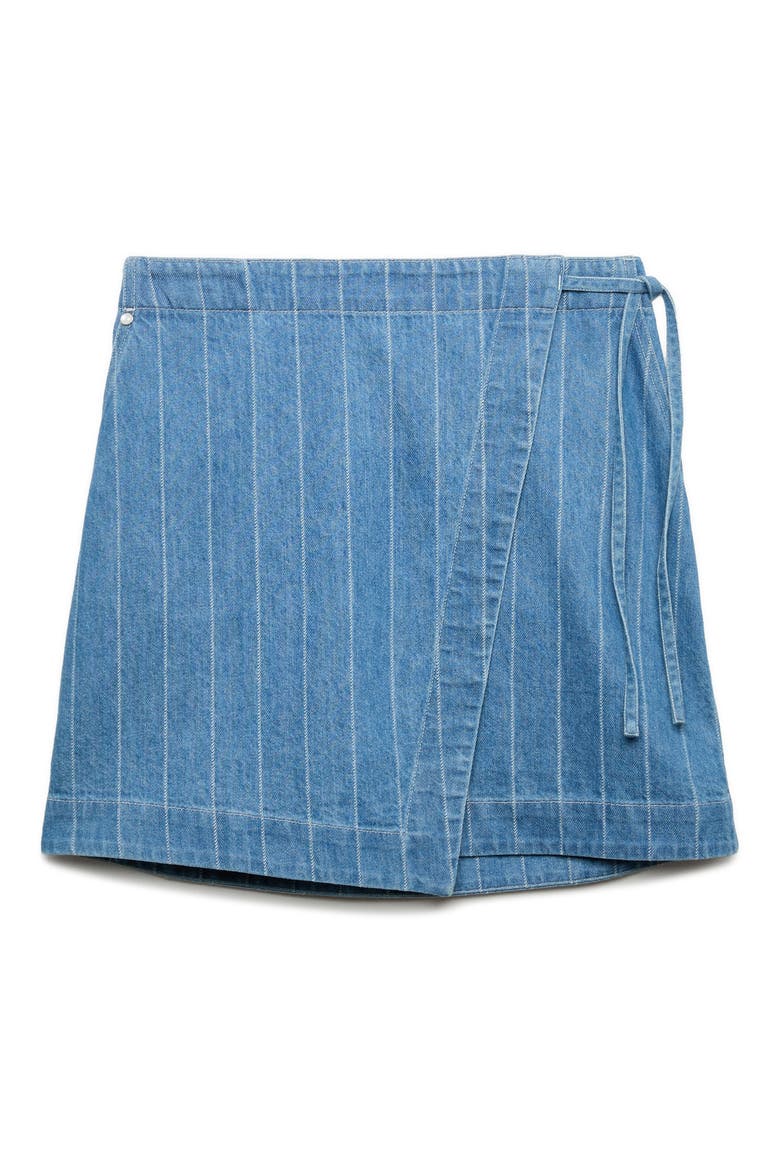 Stripe Denim Wrap Skirt, Alternate, color, MEDIUM INDIGO BLUE
