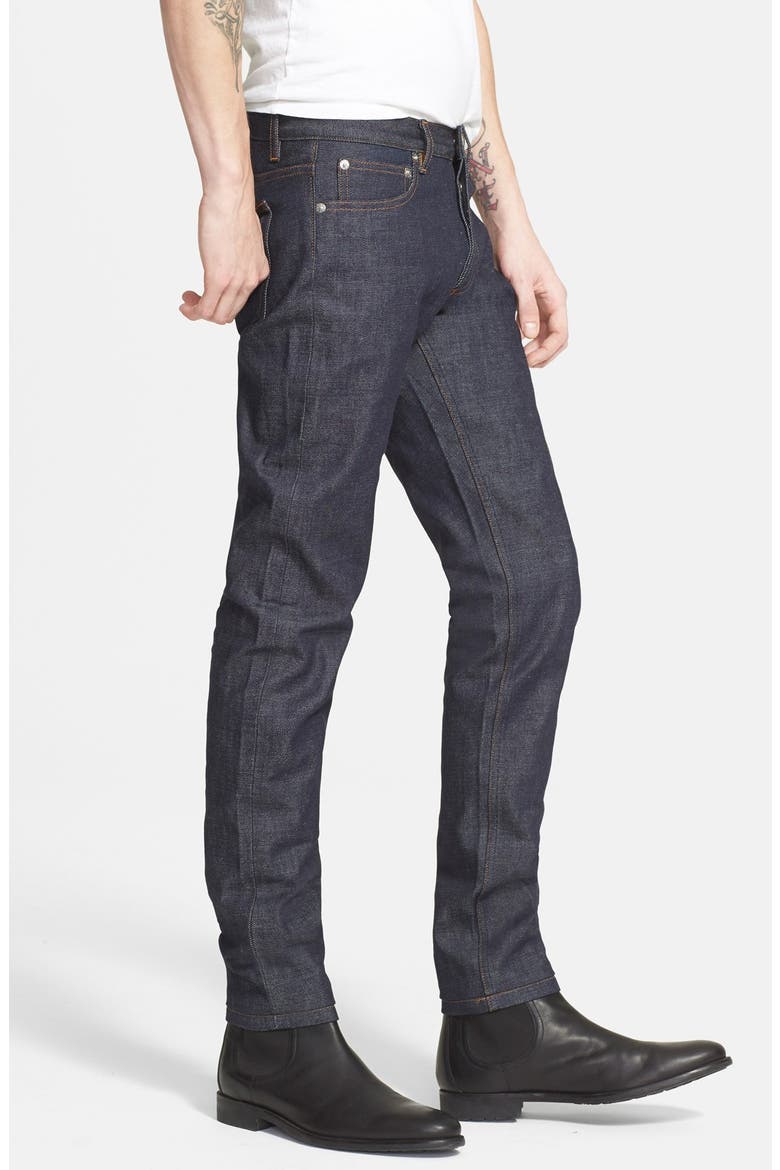 Petit Standard Slim Fit Raw Selvedge Jeans, Alternate, color, INDIGO WASH