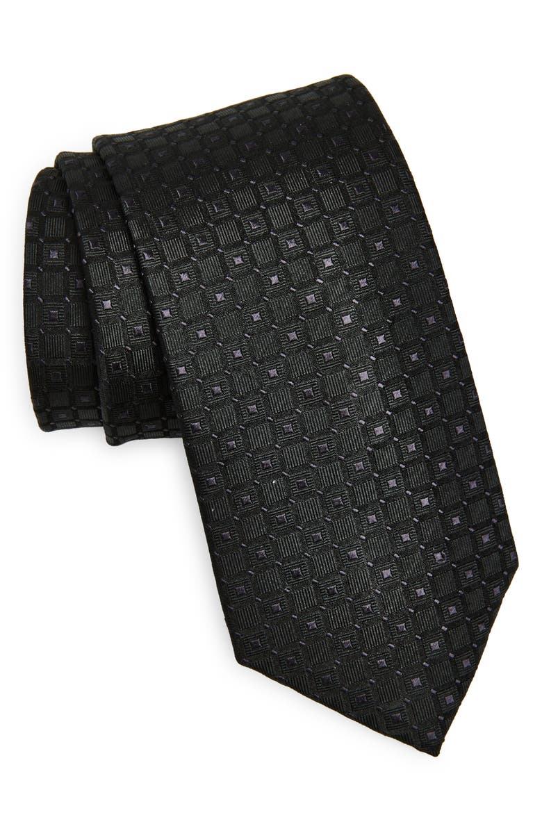 Duchamp Grid Silk Tie, Main, color, Black