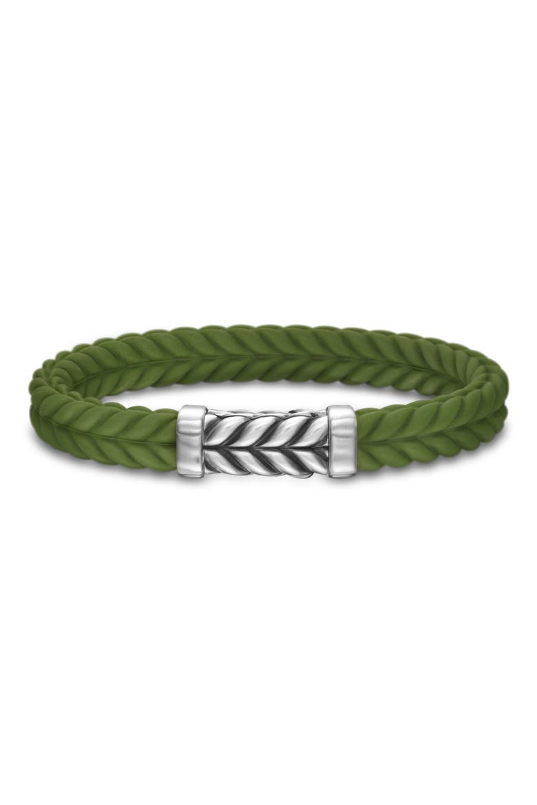 Men's Chevron Rubber Bracelet, Main, color, GREEN/STERLING SILVER