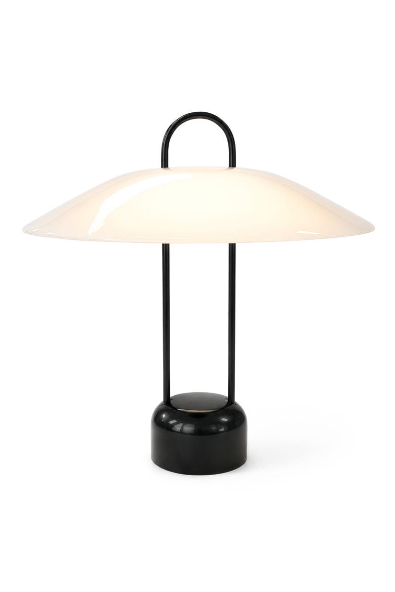 Rumi 12" LED Table Lamp with Frosted Glass Shade, In-Line Dimmer and Weighted Base, Main, color, Black and White