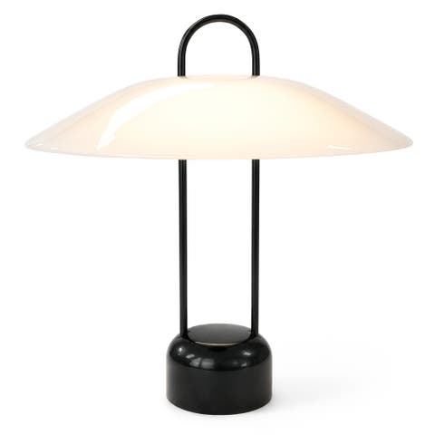 Rumi 12" LED Table Lamp with Frosted Glass Shade, In-Line Dimmer and Weighted Base