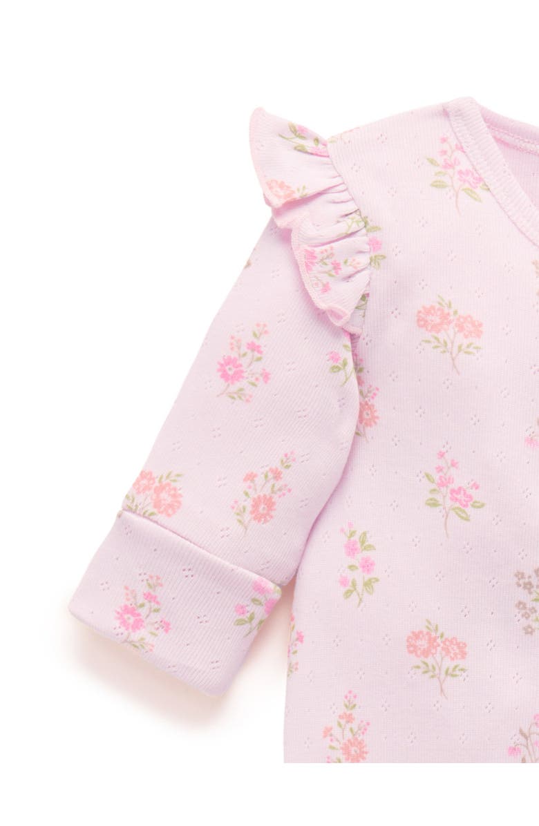 Purebaby Printed Zip Footie & Headband, Alternate, color, Aster Print