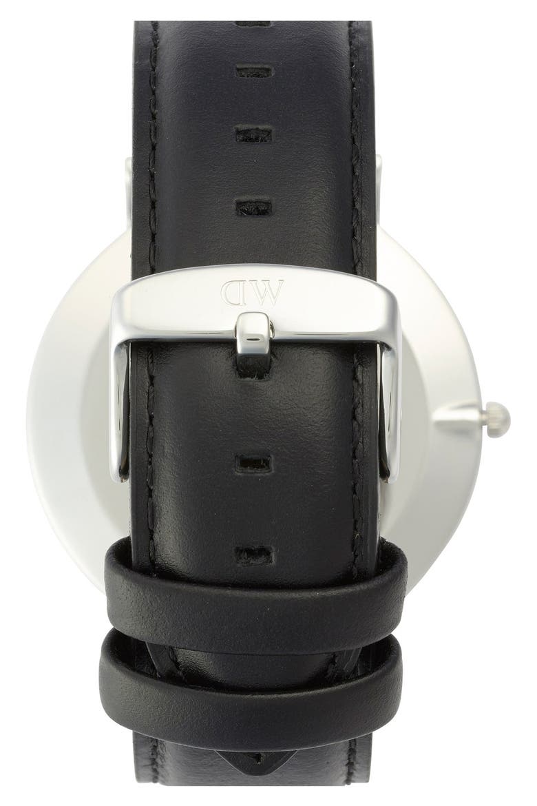 'Classic Sheffield' Leather Strap Watch, 40mm, Alternate, color, SILVER/WHITE/SILVER