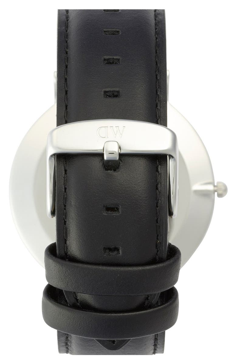 Daniel Wellington 'Classic Sheffield' Leather Strap Watch, 40mm, Alternate, color, Silver/White/Silver