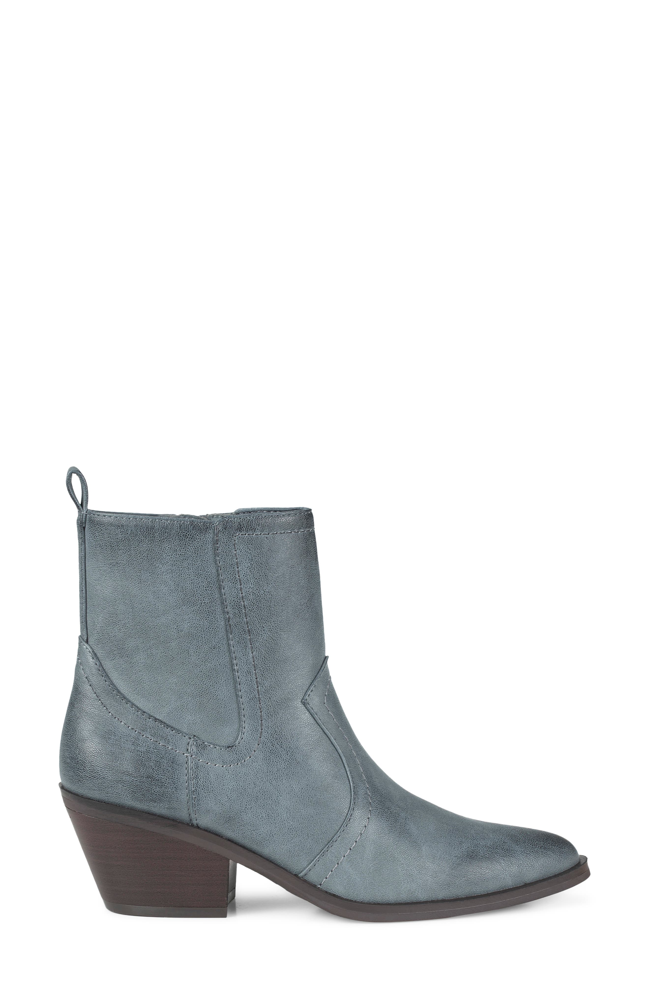 Dainah Croc Embossed Faux Leather Western Bootie, Alternate, color, NAVY