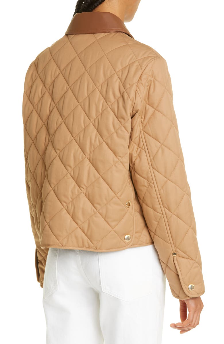 Burberry Lanford Diamond Quilted Jacket with Leather Collar, Alternate, color, 