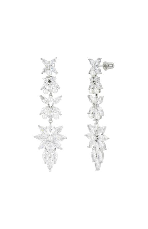 Rosette Crystal Drop Earrings