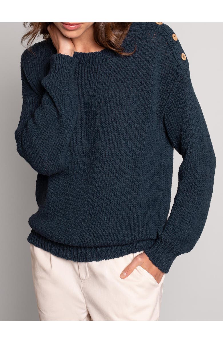 Celtic & Co. Slub Knit Button Detail Sweater, Alternate, color, Navy