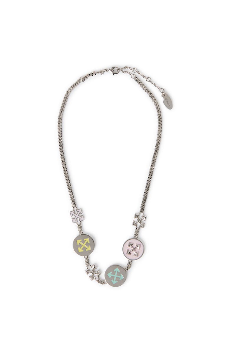 OFF WHITE Women's Silver Arrow Button Necklace, Main, color,