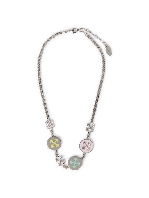 Women's Silver Arrow Button Necklace