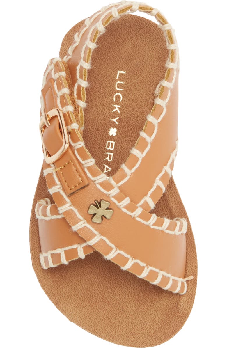 Lucky Brand Kids' Whipstitch Crossover Sandal, Alternate, color, Cognac