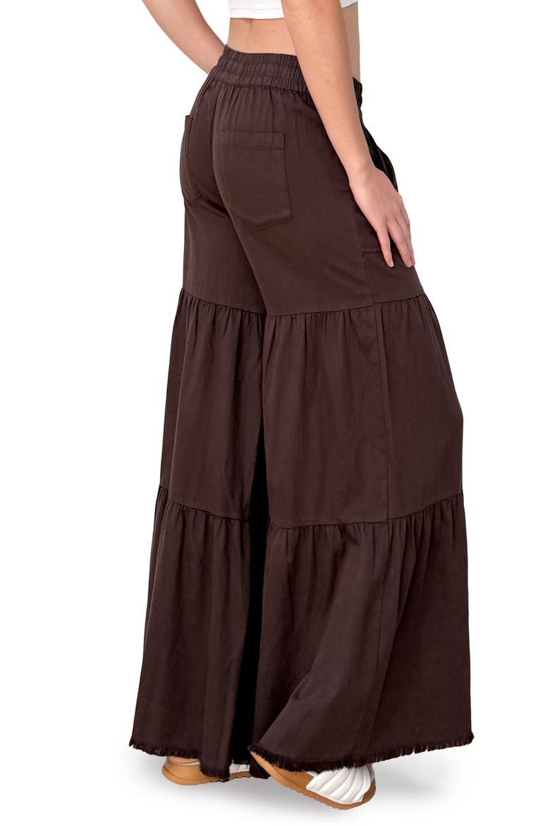 Fancy Cotton Blend Tiered Pants, Alternate, color, COFFEE BEAN