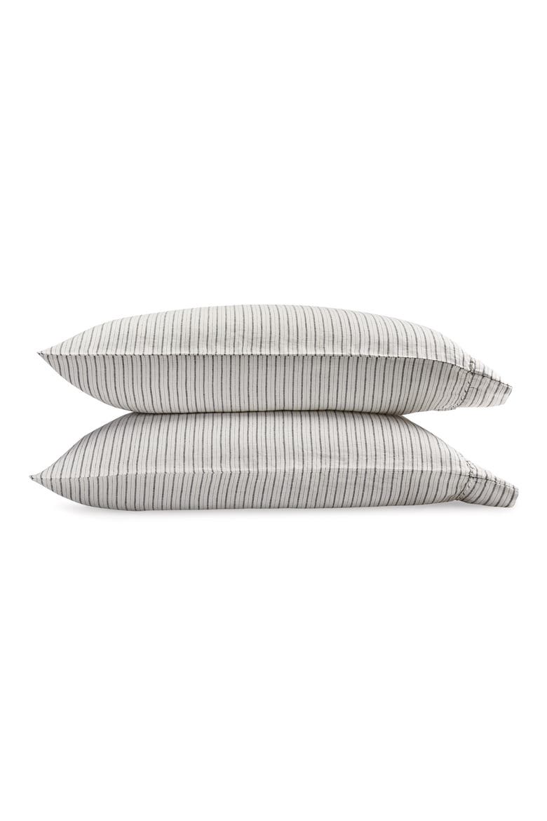 Tristen Set of 2 Linen Pillowcases, Main, color, WHITE/ ANTHRACITE