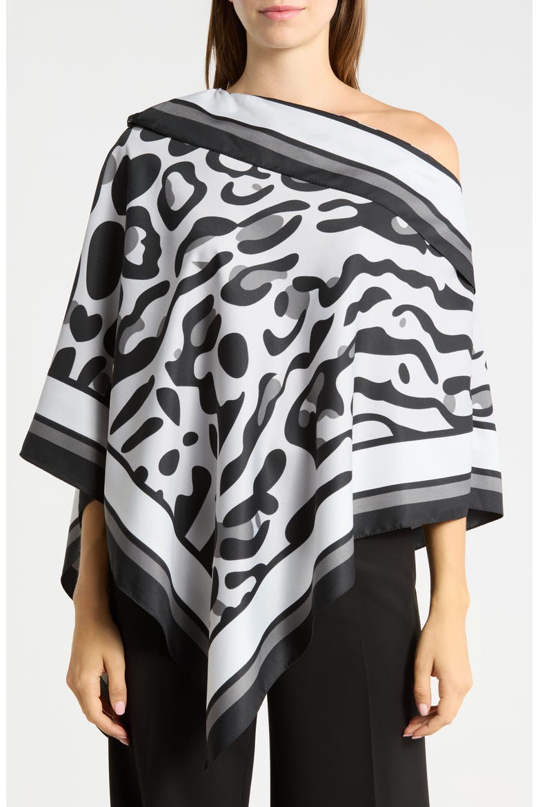 Animal Print Satin Poncho, Main, color, GREY