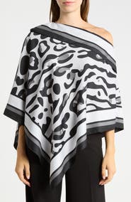 La Fiorentina Animal Print Satin Poncho