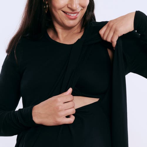 Motherhood Maternity Long Sleeve Pull Over Tulip Nursing Tee In Black