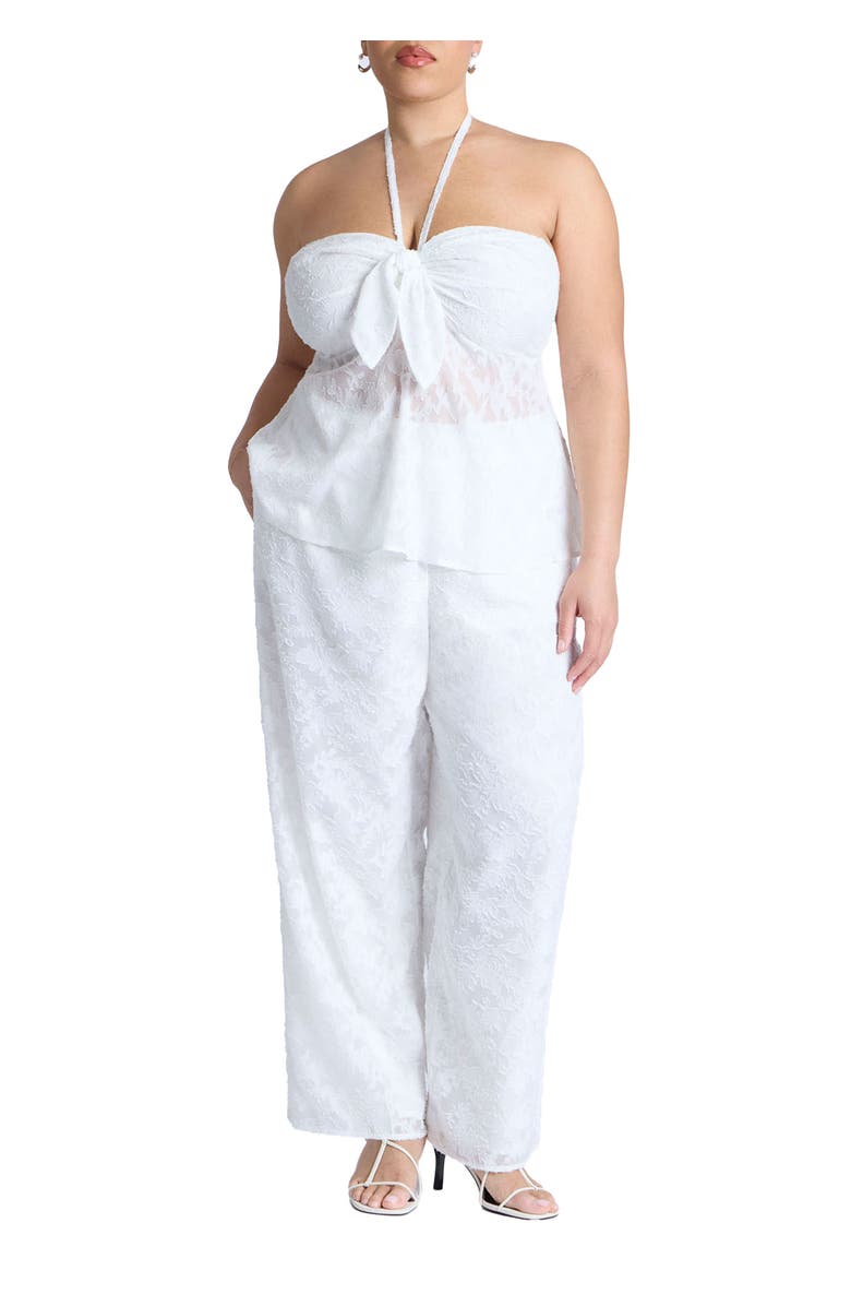 ELOQUII Textured Jacquard Pants, Main, color, Jet Stream