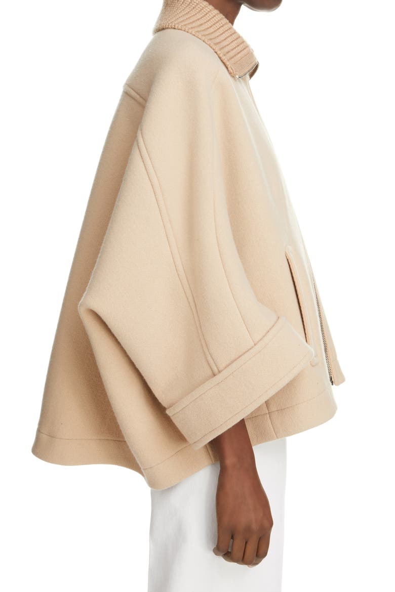 High Knit Collar Boxy Jacket, Alternate, color, NOMAD BEIGE