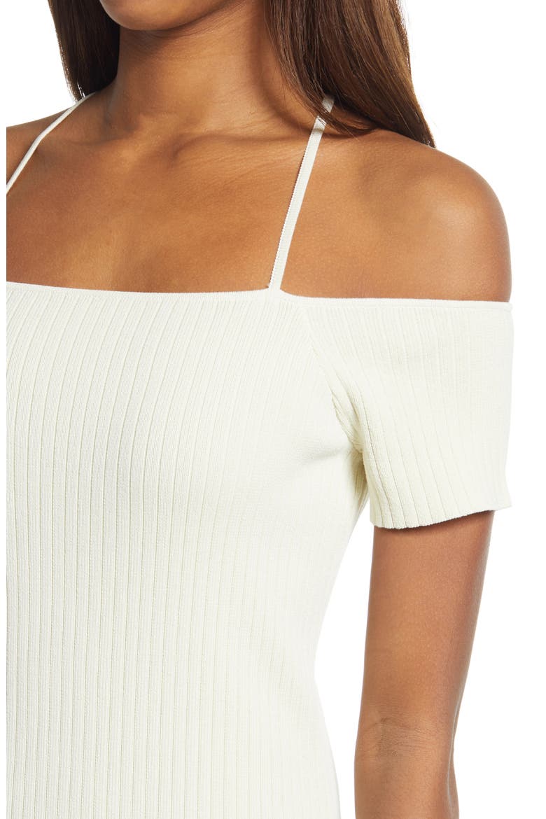Deena Off the Shoulder Rib Knit Midi Dress, Alternate, color, ANTIQUE IVORY
