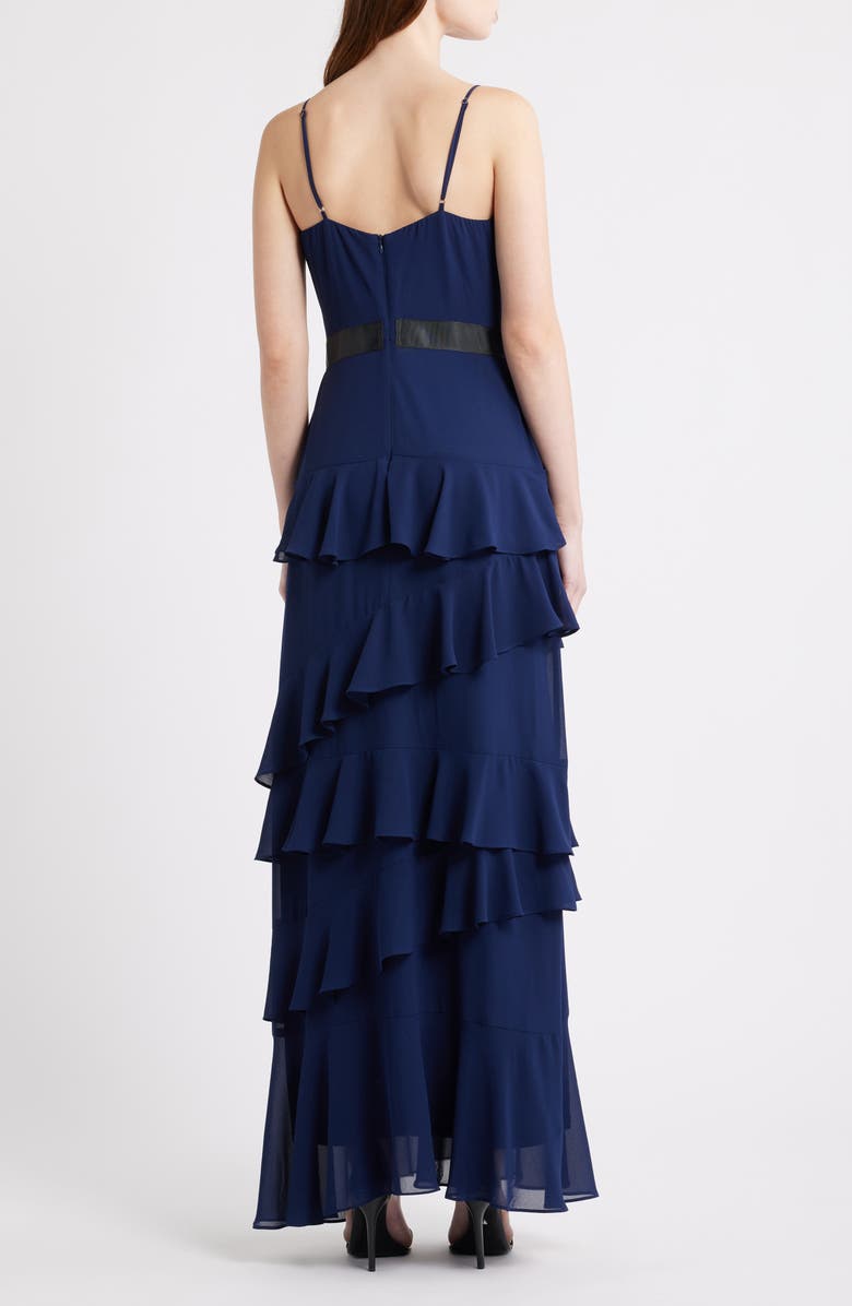Lulus Beth Tiered Ruffle Gown, Alternate, color, Navy